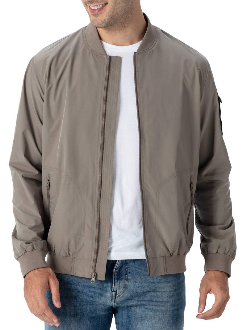 Rdruko Mens Light Jackets Casual Stylish Windbreaker Bomber Jacket Zip UpKhaki US L
