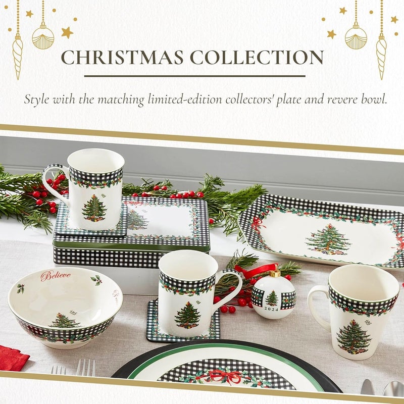 Spode Christmas Tree 2024 Annual 5 Piece Porcelain 12 Fl Oz Mug  Tin Set  Holiday Coffee Cup Christmas Home Dcor  Seasonal Coffee Mug  Stocking Stuffer Holiday Gifts  For Tea Hot Chocolate - Image 5