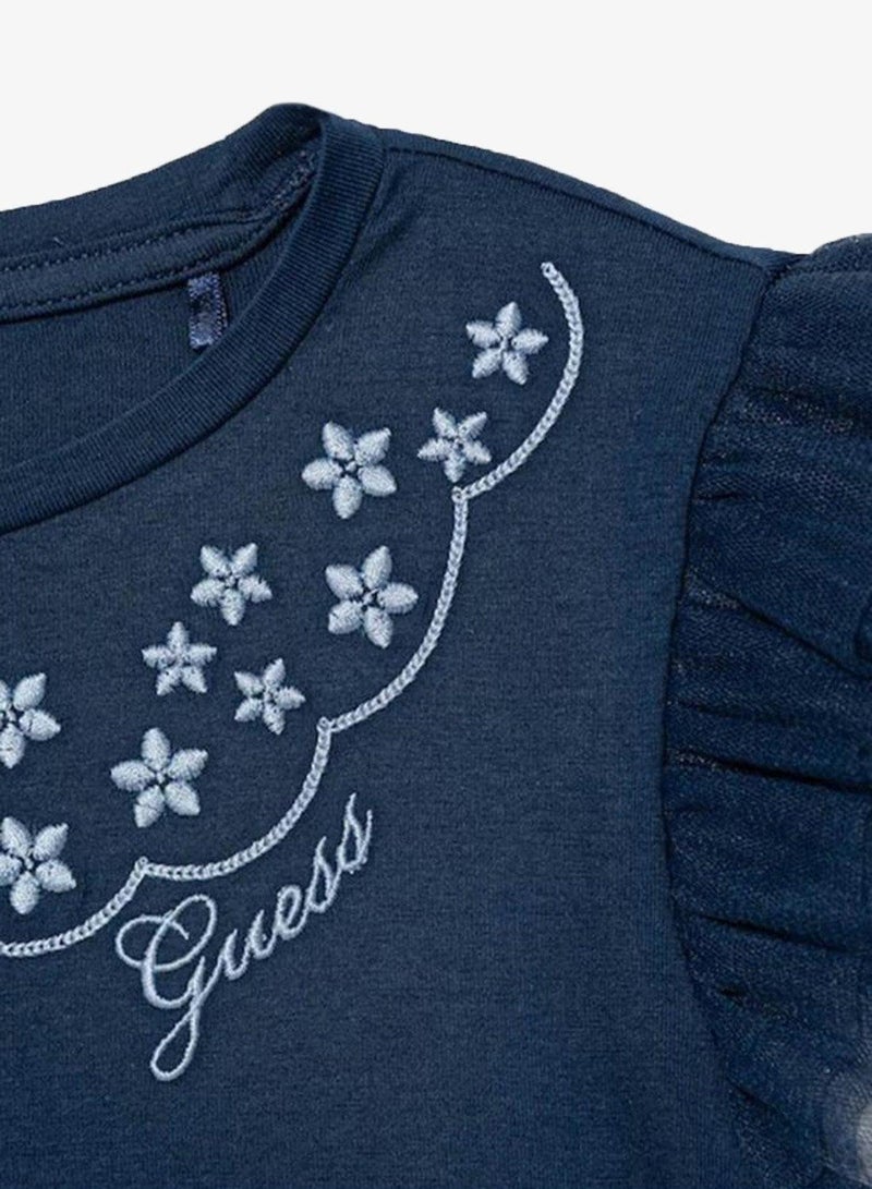 GUESS Infant Graphic Crew Neck T-Shirt With Frill - Image 4
