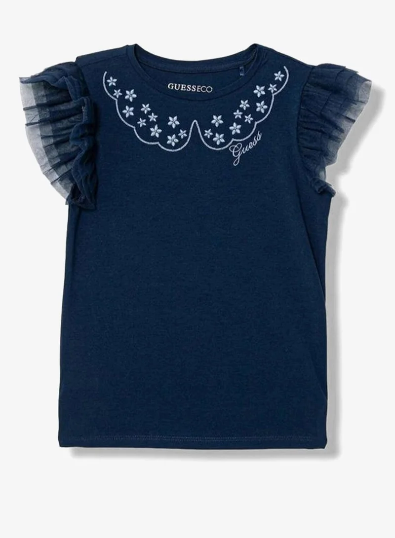 GUESS Infant Graphic Crew Neck T-Shirt With Frill