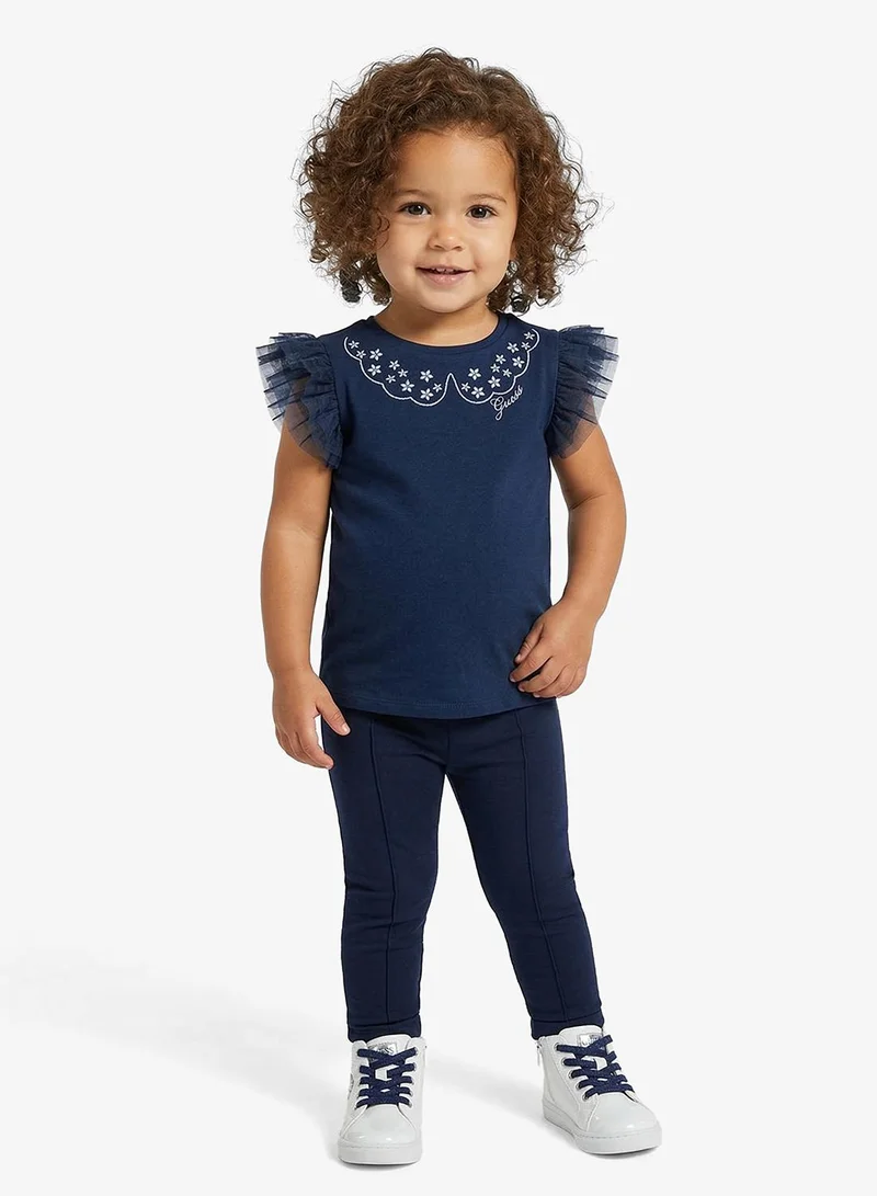 GUESS Infant Graphic Crew Neck T-Shirt With Frill