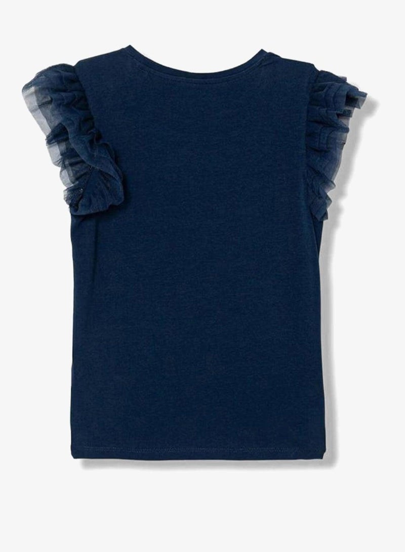 GUESS Infant Graphic Crew Neck T-Shirt With Frill - Image 3