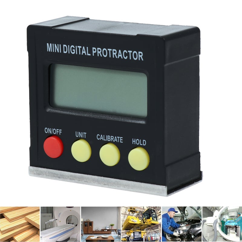 2pcs Mini Digital Display Inclinometer Inclination Box Goniometer Angle Meter No Battery Included (Black) - Image 1