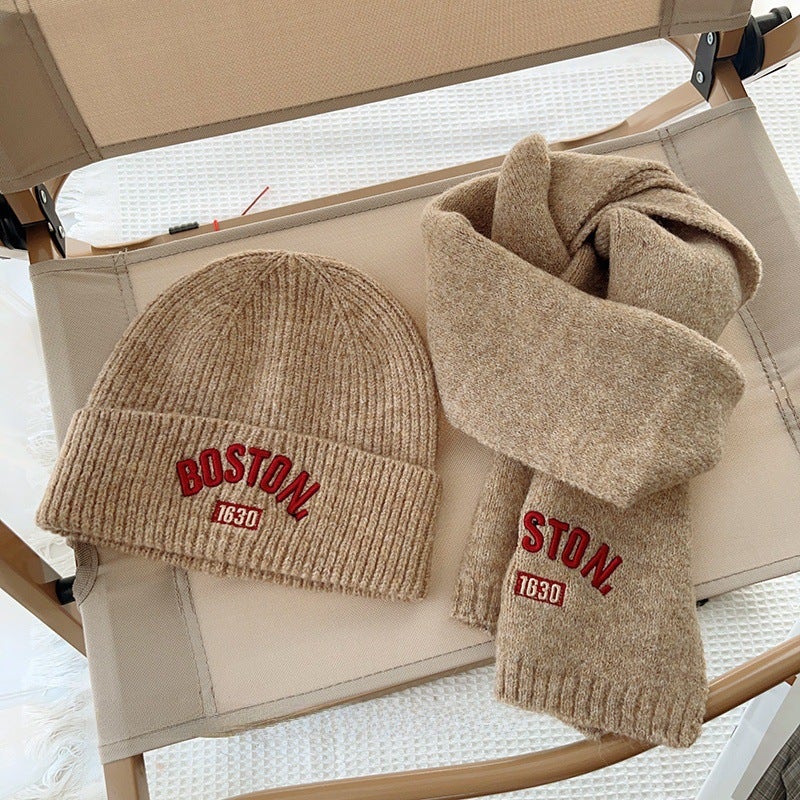 Kids Scarf and Hat Set Embroidered Letter Red set - Image 5