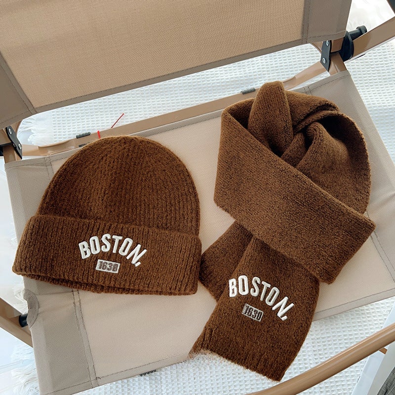 Kids Scarf and Hat Set Embroidered Letter Red set - Image 2