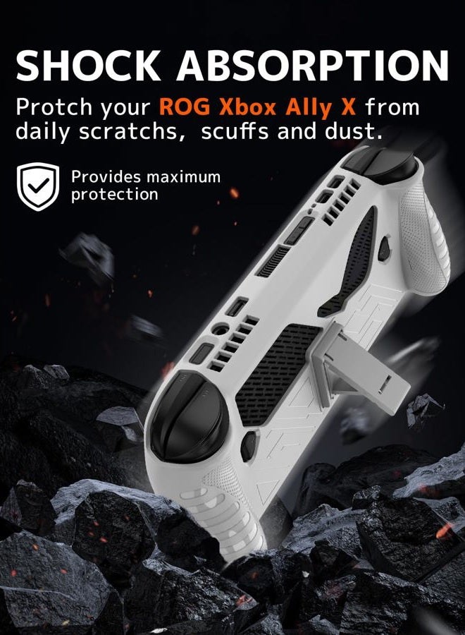 NINKI Protective Cover for ASUS ROG Xbox Ally X Case 2025 with Kickstand,Silicone Shock-Absorption Lightweight Dockable Protective Grip Case for ASUS ROG Xbox Ally X Protector Bumper Accessories White - Image 3
