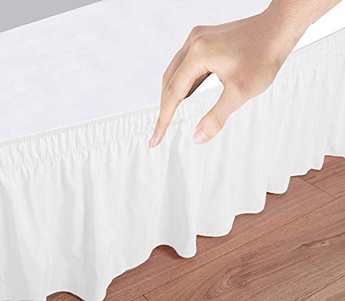 Indian Kingdom Indian Kingdom White Wrap Around Bed Skirt 650TC 100 Egyptian Cotton with Easy Fit 19 Inch Tailored Drop Double Bed Size 54x78 19 Height  - Image 3