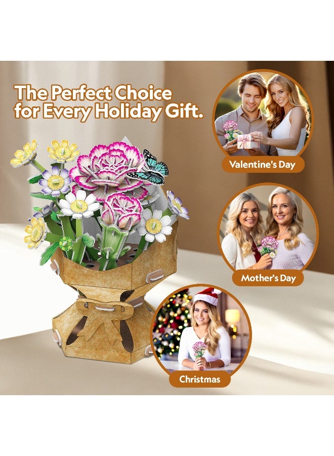 CubicFun 3D Puzzle Carnation Flower Bouquet 134-Pieces | No-Glue or Scissors Needed! | Building Kit | Puzzle for Adults | Challenging Puzzle | Arts & Crafts | Perfect for Stress Reliever and Puzzle Lovers - Image 4
