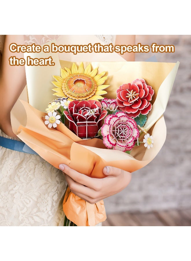 CubicFun 3D Puzzle Carnation Flower Bouquet 134-Pieces | No-Glue or Scissors Needed! | Building Kit | Puzzle for Adults | Challenging Puzzle | Arts & Crafts | Perfect for Stress Reliever and Puzzle Lovers - Image 5