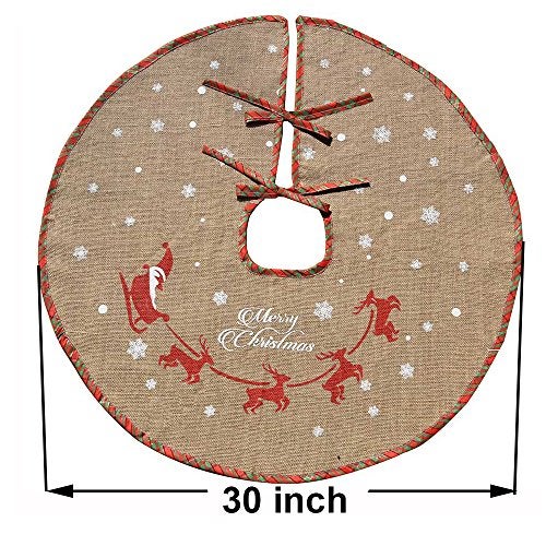 Amajoy Merry Christmas Tree Skirt White Snowflake Burlap Tree Skirt for Xmas Decor Home Decorative Tree Skirt with Inspirational Messages Imprinted Festive Holiday Decoration, 30 Inch in Diameter - Image 2