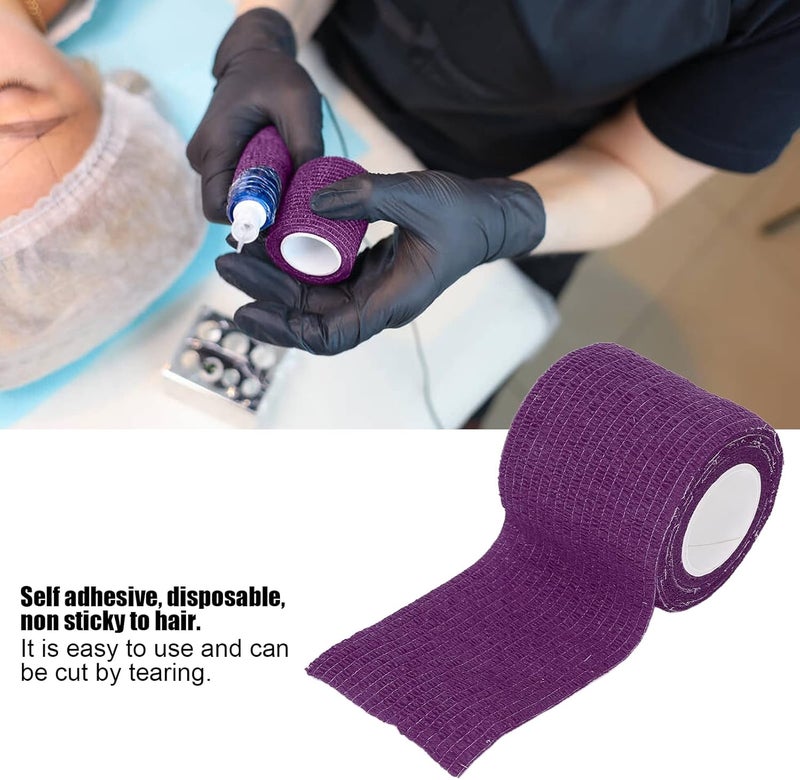 klarako Self Adhesive Bandage Wrap, 10Pcs Multifunction Disposable Self Adhesive Elastic Bandage Shockproof Anti Slip Tattoo Handle Straps, Wrist and Ankle Wrap Tape(Purple) - Image 3