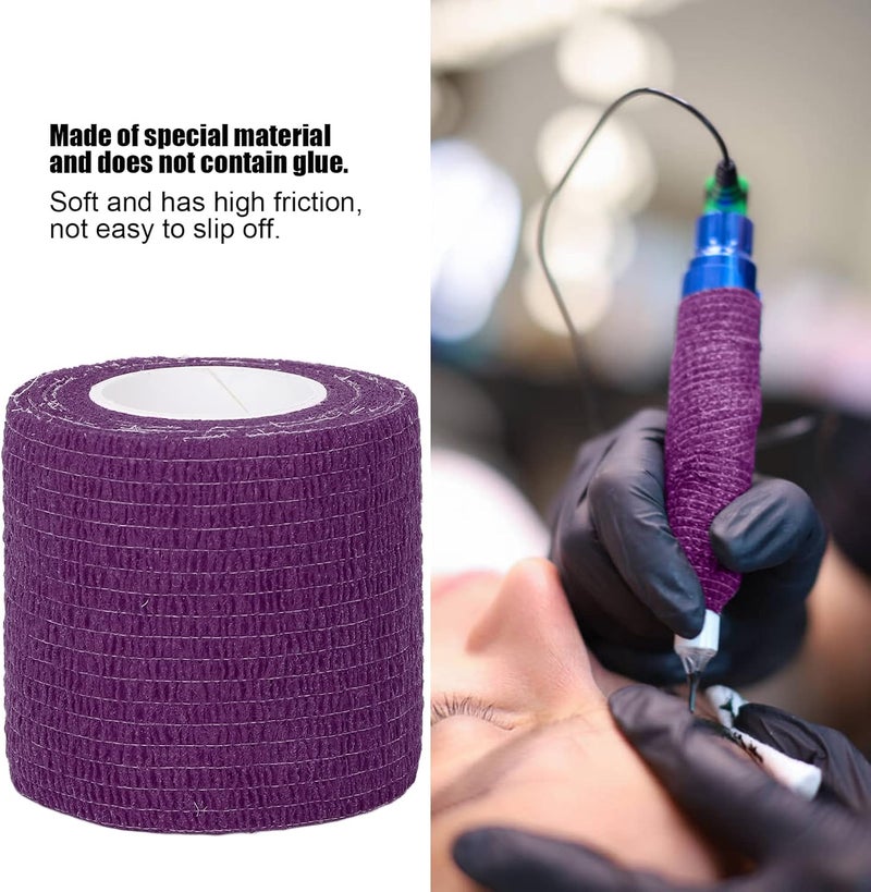 klarako Self Adhesive Bandage Wrap, 10Pcs Multifunction Disposable Self Adhesive Elastic Bandage Shockproof Anti Slip Tattoo Handle Straps, Wrist and Ankle Wrap Tape(Purple) - Image 2