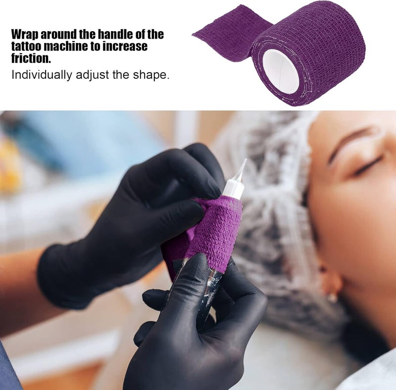 klarako Self Adhesive Bandage Wrap, 10Pcs Multifunction Disposable Self Adhesive Elastic Bandage Shockproof Anti Slip Tattoo Handle Straps, Wrist and Ankle Wrap Tape(Purple) - Image 4