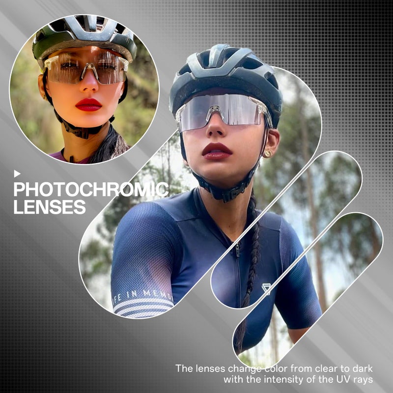 SCVCN Photochromic Cycling Glasses Sports Sunglasses Men Women Clear Bicycle MTB UV400 Protection TR90 Frame Running Mountain Bike Baseball Biking Goggles Riding BMX Golf Driving 18 Transparent - Image 2