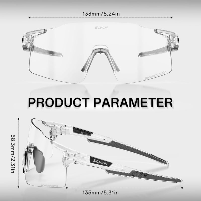 SCVCN Photochromic Cycling Glasses Sports Sunglasses Men Women Clear Bicycle MTB UV400 Protection TR90 Frame Running Mountain Bike Baseball Biking Goggles Riding BMX Golf Driving 18 Transparent - Image 5