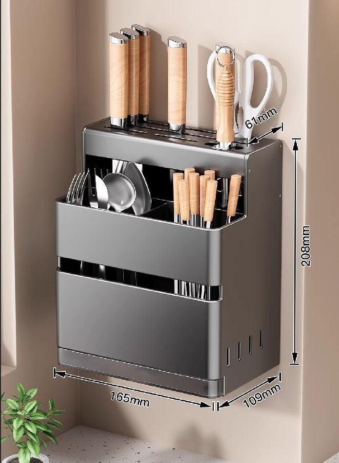 هومستر قائمة المنتجات ذات الصلة متعددة الوظائف تخزين المطبخ سكين وقف وحامل عصي الطعام, لا تحتاج إلى تجميع, سعة كبيرة, سكين وقف, مكافحة الانزلاق, أداة تخزين طاولة المطبخ رمادي - Image 1