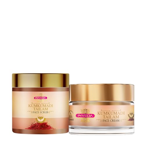 Inveda Combo of Kumkumadi Tailam Face Cream and Kumkumadi Tailam Face Scrub for Natural Glowing Face,150ml - Image 1