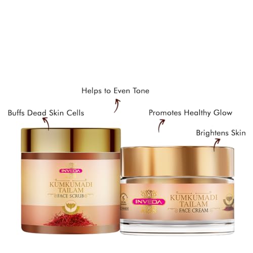 Inveda Combo of Kumkumadi Tailam Face Cream and Kumkumadi Tailam Face Scrub for Natural Glowing Face,150ml - Image 2
