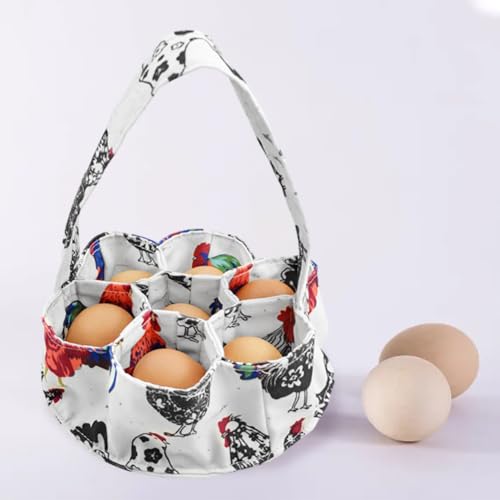 Kryslanix Egg Basket Bags,Farmhouse Chicken-Eggs Holder with 7-Bags Handheld EggsPurse,Fabric Gathering Basket for Collecting Fresh-Egg-s, Housewife Garden Transport Storage - Image 3