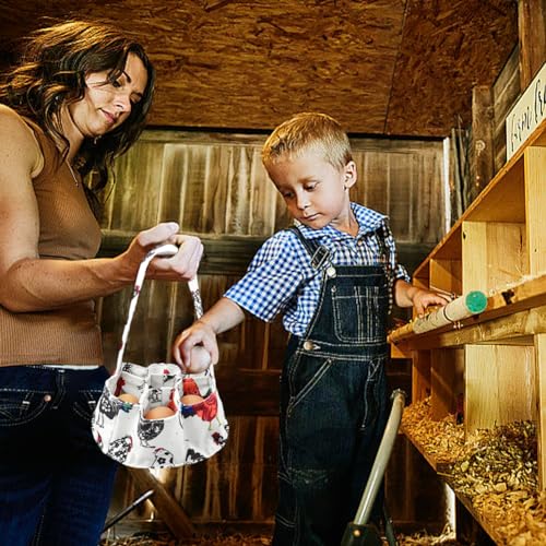 Kryslanix Egg Basket Bags,Farmhouse Chicken-Eggs Holder with 7-Bags Handheld EggsPurse,Fabric Gathering Basket for Collecting Fresh-Egg-s, Housewife Garden Transport Storage - Image 4
