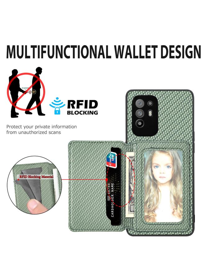 S-TOP Case For OPPO A94 5G Carbon Fiber Magnetic Card Bag Phone Case - Image 4