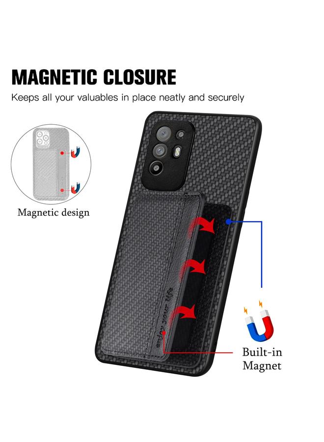 S-TOP Case For OPPO A94 5G Carbon Fiber Magnetic Card Bag Phone Case - Image 3