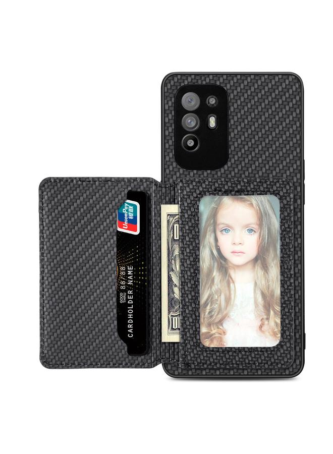 S-TOP Case For OPPO A94 5G Carbon Fiber Magnetic Card Bag Phone Case - Image 1