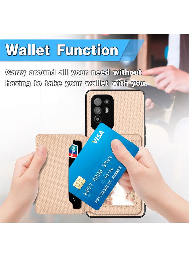 S-TOP Case For OPPO A94 5G Carbon Fiber Magnetic Card Bag Phone Case - Image 5