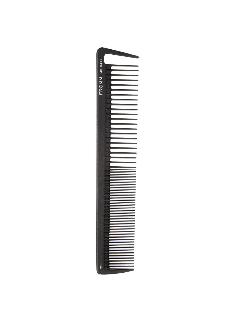 Fromm Limitless 7.5" Carbon Basin Comb with Rounded Tips and Sectioning Tooth for Cutting, Sectioning, Styling, and Detangling, Heat Resistant to 450°F 