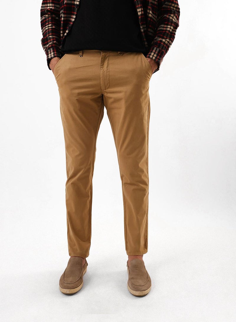 Dennis Lingo Men's Khaki 100% Cotton Full Chinos Slim Fit Trouser - Image 2