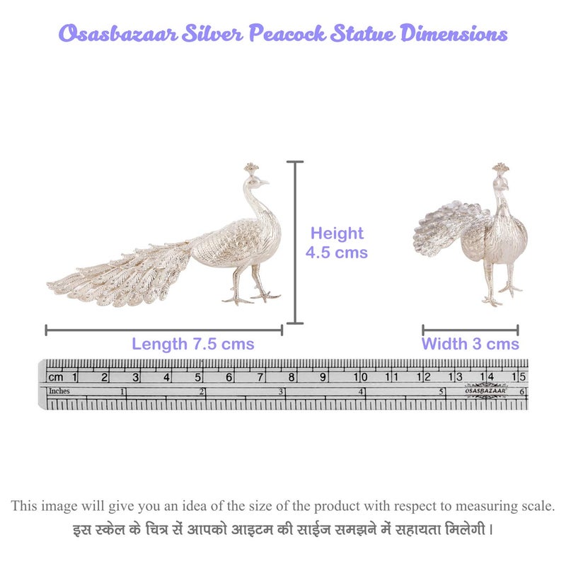 Osasbazaar Sterling Silver Action Peacock StatuePure Bis HallmarkedSilverStandardPack Of 1 - Image 4