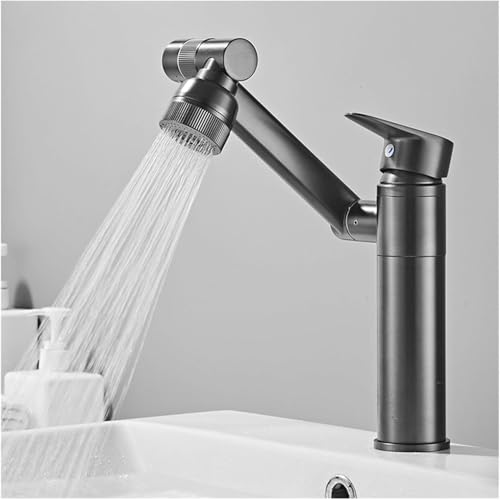 VBM 1080° Swivel Water Faucet for Wash Basin hot and Cold Sink Faucet Vanity Large Angle Adjustable Spout Arm Tap with Water Flow/Shower Head - Image 1