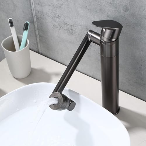 VBM 1080° Swivel Water Faucet for Wash Basin hot and Cold Sink Faucet Vanity Large Angle Adjustable Spout Arm Tap with Water Flow/Shower Head - Image 5
