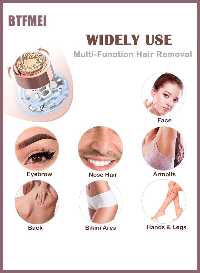 BTFMEI 2 In 1  Facial Epilator And Eyebrow Trimmer  For Women - Rechargeable Travel Razor For Face, Lips, Peach Fuzz, Eyebrows, Nose, Chin, Underarms - Image 3