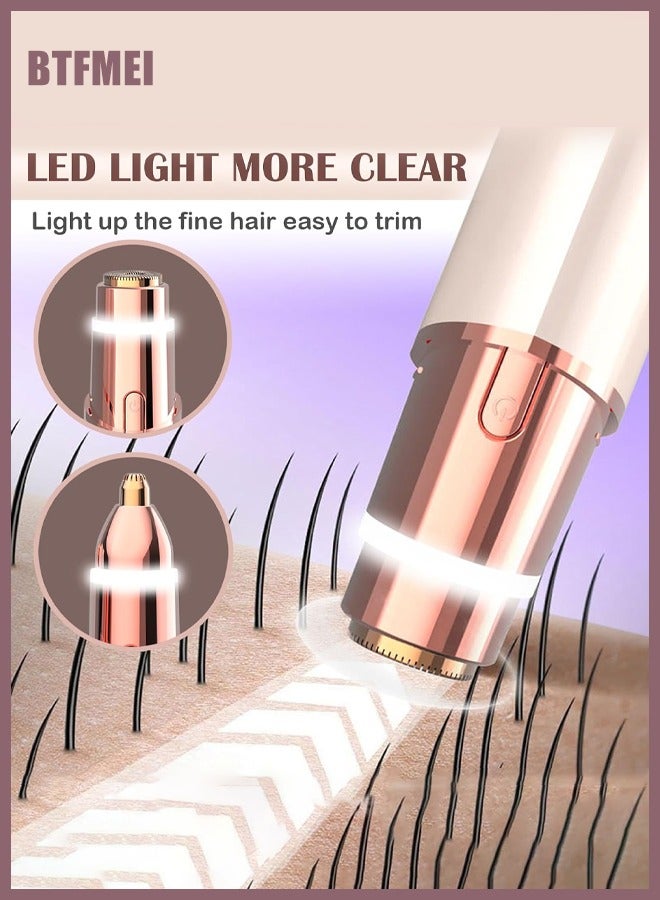 BTFMEI 2 In 1  Facial Epilator And Eyebrow Trimmer  For Women - Rechargeable Travel Razor For Face, Lips, Peach Fuzz, Eyebrows, Nose, Chin, Underarms - Image 4