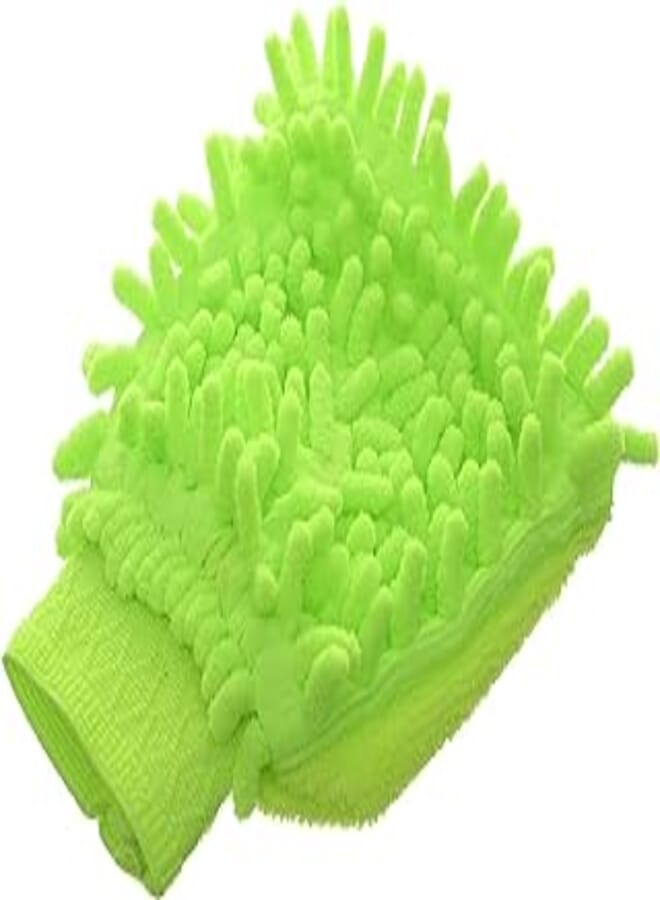 Generic Super Mitt Microfiber Car Wash Washing Cleaning Gloves - Lime
