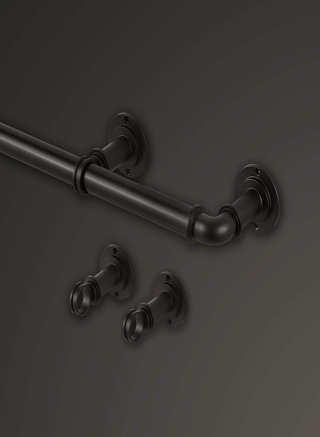 مود مجموعة MODE الصناعية لتعتيم الغرف، طقم قضيب ستارة صناعي بقطر 1 1/8 بوصة مع قضيب ستارة فولاذي قابل للتعديل يُثبت على الحائط، يحجب الضوء، يناسب النوافذ من 72 بوصة إلى 144 بوصة، بني داكن - Image 2