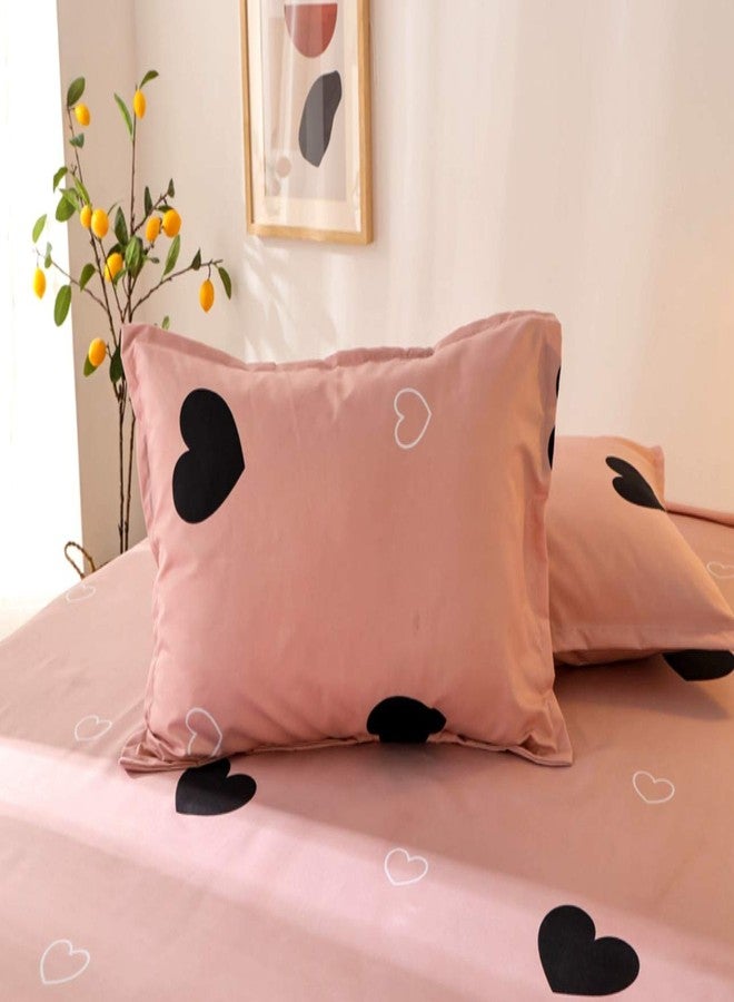 Feelyou Girls Cute Heart Pattern Fitted Sheet for Kids Twin Size Lovely Pink Black Bedroom Decor Bed Sheet Set Girly Cartoon Love Geometric Bedding Set Children Modern Design Bed Cover with 1 Pillow Case - Image 3