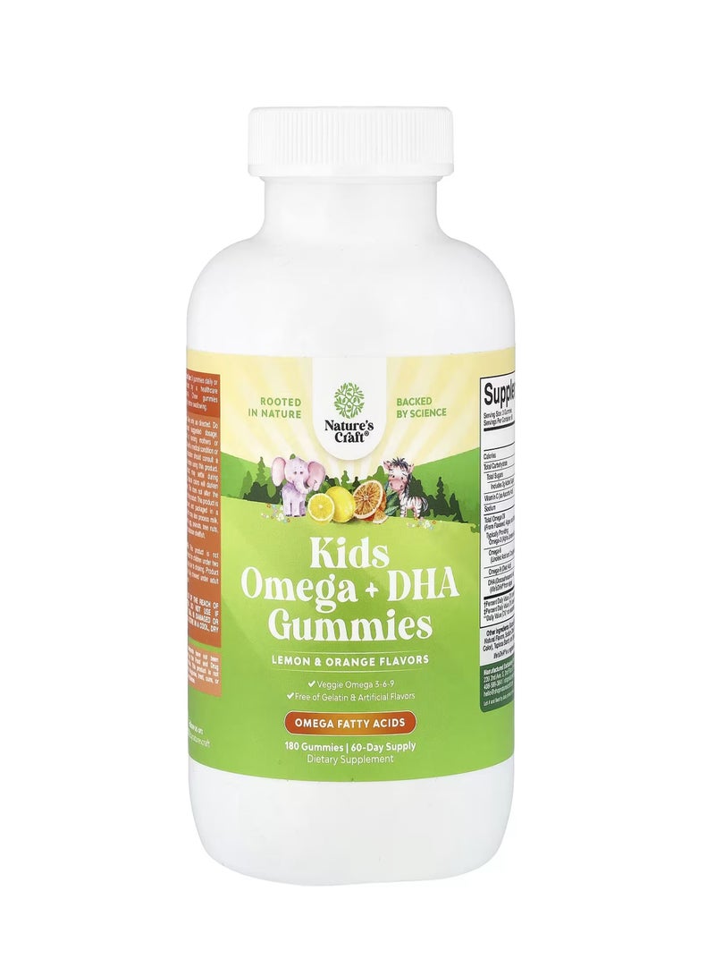 Nature's Craft Kids Omega + DHA Gummies, Lemon & Orange, 180 Gummies