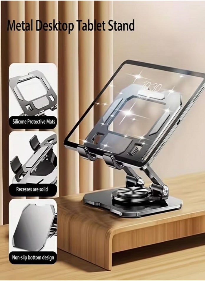 حامل تابلت مكتبي، حامل ألومنيوم قابل للتعديل والدوران 360 درجة لأجهزة iPad، حامل قابل للطي وتعديل الارتفاع للهواتف والأجهزة اللوحية، متوافق مع iPad Pro/Air/Mini وGalaxy Tab والأجهزة من 4 إلى 13 بوصة - Image 3
