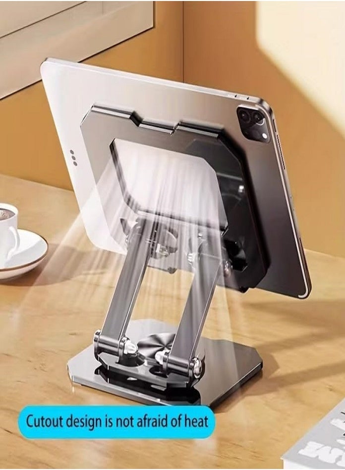 حامل تابلت مكتبي، حامل ألومنيوم قابل للتعديل والدوران 360 درجة لأجهزة iPad، حامل قابل للطي وتعديل الارتفاع للهواتف والأجهزة اللوحية، متوافق مع iPad Pro/Air/Mini وGalaxy Tab والأجهزة من 4 إلى 13 بوصة - Image 5