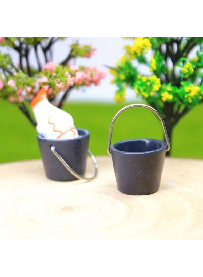 Black 1 12 Scale Dollhouse Miniature Buckets 2pcs Cleaning Set Props - Image 2