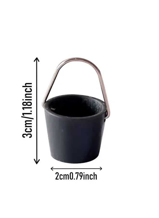 Black 1 12 Scale Dollhouse Miniature Buckets 2pcs Cleaning Set Props - Image 3
