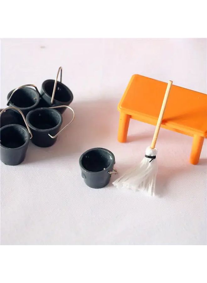Black 1 12 Scale Dollhouse Miniature Buckets 2pcs Cleaning Set Props - Image 4