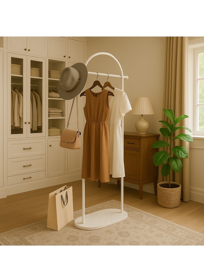 Loquat Metal Arch Coat Rack Freestanding with Heavy Stable Marble Base Sturdy Coat Rack Stand for Clothes/Bags/Hats White Coat Rack Stand for Entryway Bedroom Office Narrow Place - Image 1
