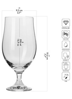 Krosno Krosno Large Beer Glasses | Set of 6 | 500ml | Harmony Collection | Perfect for Restaurants and homes  - Image 2