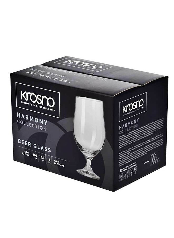 Krosno Krosno Large Beer Glasses | Set of 6 | 500ml | Harmony Collection | Perfect for Restaurants and homes  - Image 3