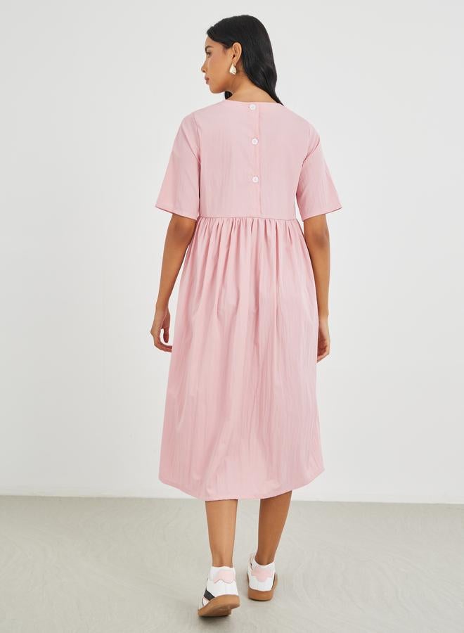تايك تو فستان ميدي - بأكمام قصيرة وياقة دائرية - Image 4