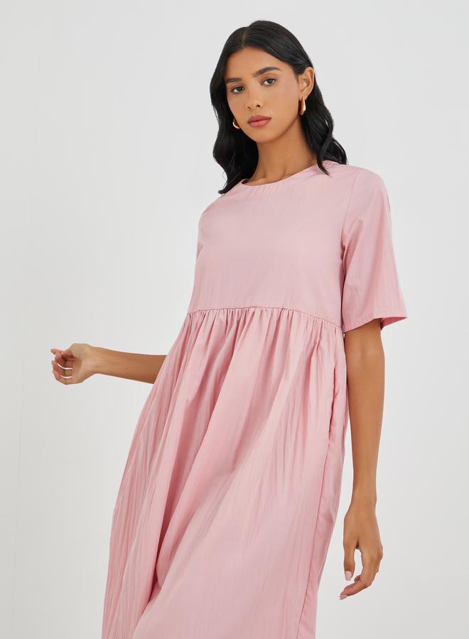 تايك تو فستان ميدي - بأكمام قصيرة وياقة دائرية - Image 2