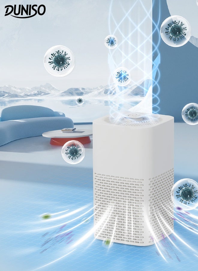 DUNISO Air Purifier for Home Nanocompositeactivated Carbon Air Filter Cleaner with Night Light Comprehensive Surround Purification Small Air Filters Out Cigarette Pollen Dust Purifier for Bedroom Living Room Kitchen - Image 1